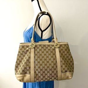 Authentic Gucci brown monogram canvas tote bag